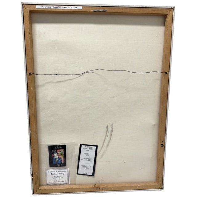 Original Peter Keil mixed media portrait on canvas titled “Portrait Face.” This expressive 30 x 40 inch work captures the...