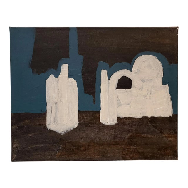 Contemporary Painting of Desert Ruins at Night by Artist Lionel Lamy For Sale