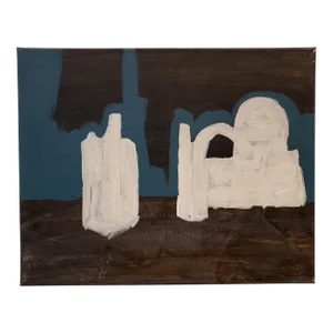 Contemporary Painting of Desert Ruins at Night by Artist Lionel Lamy