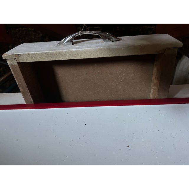 Charming Farmhouse Style White Enamel Top Table For Sale - Image 9 of 11