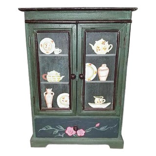 1980s Country Painted Countertop Spice Cabinet Armoire For Sale