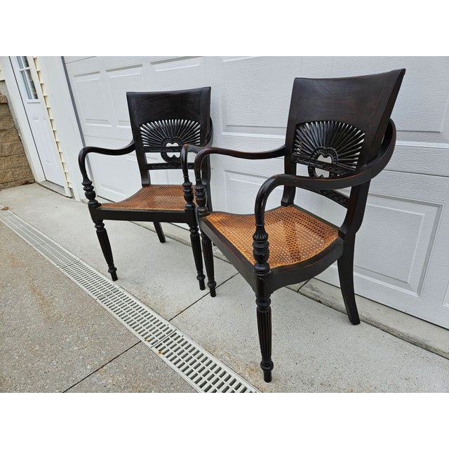 Late 20th Century Anglo-Indian British Colonial Carved Armchairs For Sale - Image 5 of 15