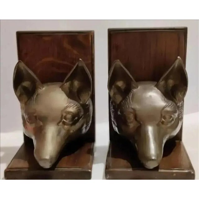 1970s Pair of 1970s Sarreid Ltd. Fox Head Bookends For Sale - Image 5 of 7