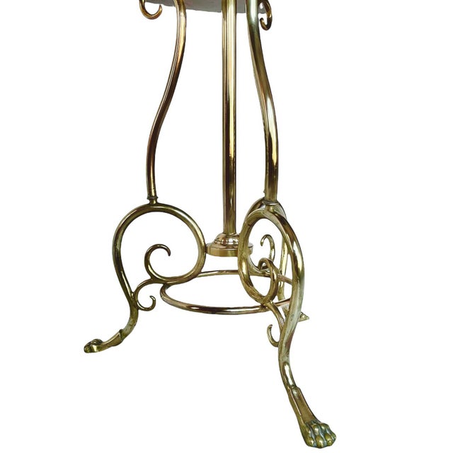 Neoclassical 1970s Italian Brass Accent Table With Marble Top For Sale - Image 3 of 5