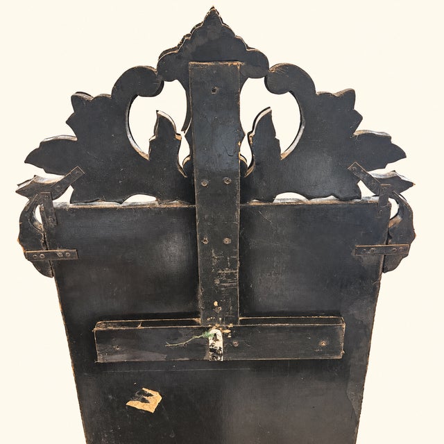 Glass Mid-Century Venetian Etched Glass Wall Mirror With Floral Crest For Sale - Image 7 of 8