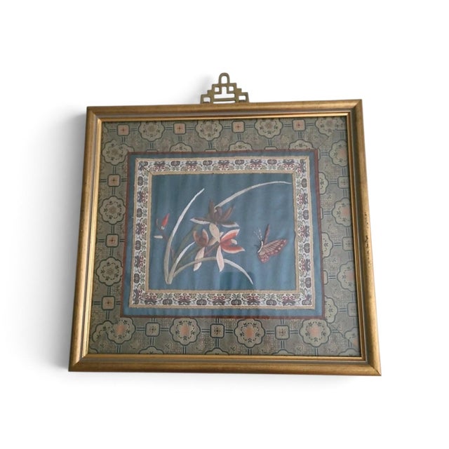 Vintage Chinese Set of 3 Silk Embroidery Panels Beautifully Framed For Sale - Image 4 of 6