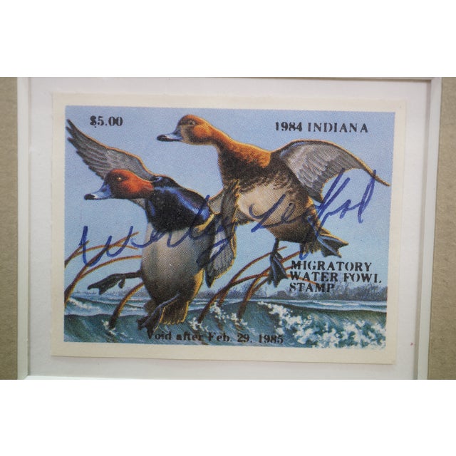 Brown 1980s Ducks Unlimited Indiana Migratory Wildlife Waterfowl Ducks Signed Stamps 18" For Sale - Image 8 of 12