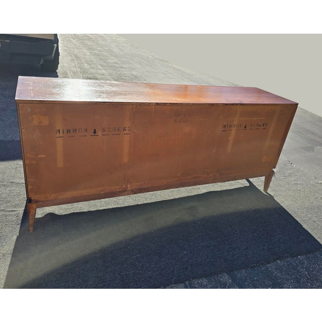 Vintage Mid Century Modern Brown Double Door 9 Drawer Dresser / Credenza For Sale - Image 11 of 11