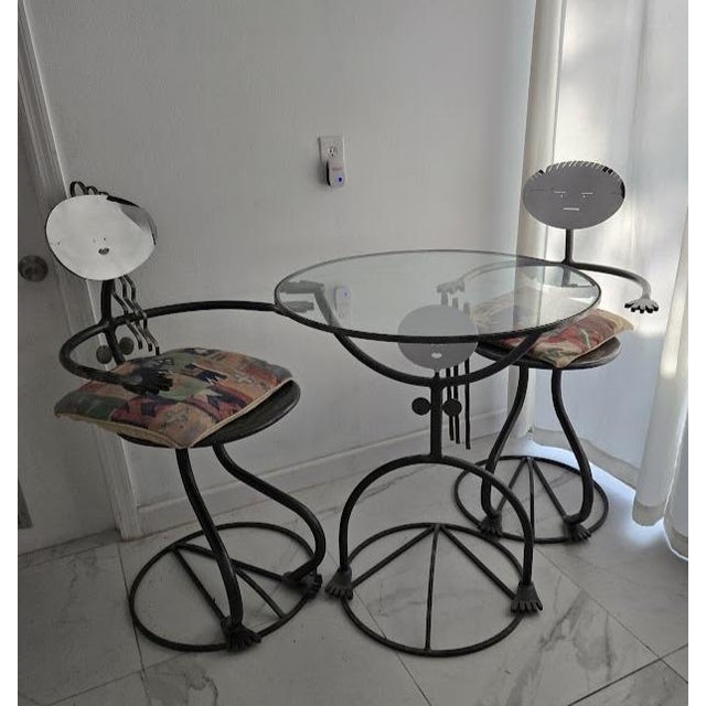 Postmodern He/She Sculptural Postmodern Metal Bistro Set – Attributed to Rockledge Studios (Unsigned) For Sale - Image 3 of 14
