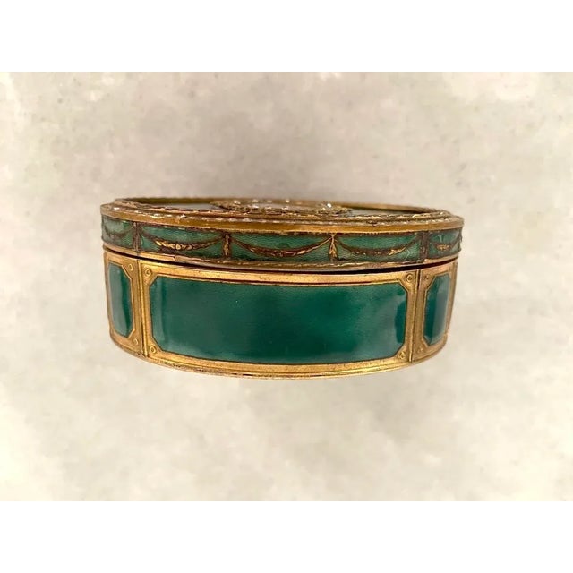 French 19thC French Bronze Guilloche Enamel Jewelry Box C1860 For Sale - Image 3 of 12