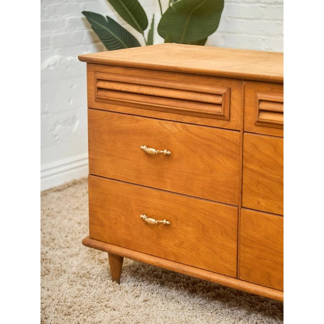 Mid 20th Century Walnut 6 Drawer Dresser With Louvered Drawers For Sale - Image 5 of 12