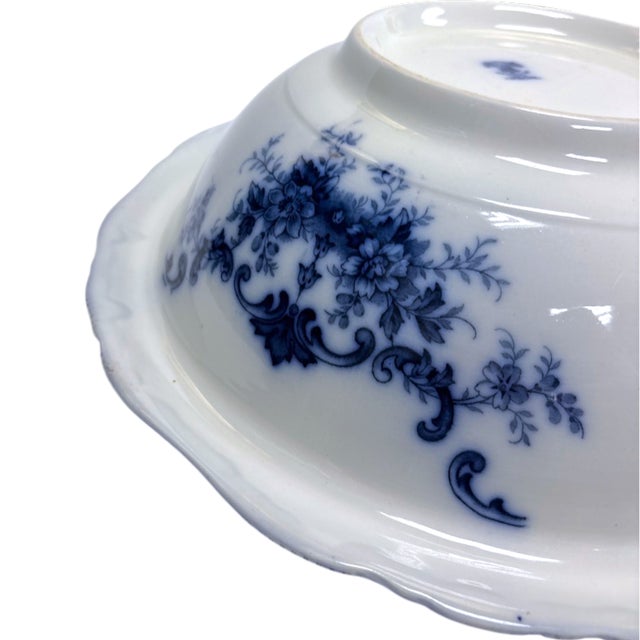 Blue Large Victorian Blue & White Transferware Wash Basin | Bowl in "Duchess" For Sale - Image 8 of 14