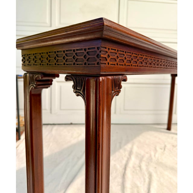 Mid-Century Chinese Chippendale Style Mahogany Console Table For Sale In Los Angeles - Image 6 of 11
