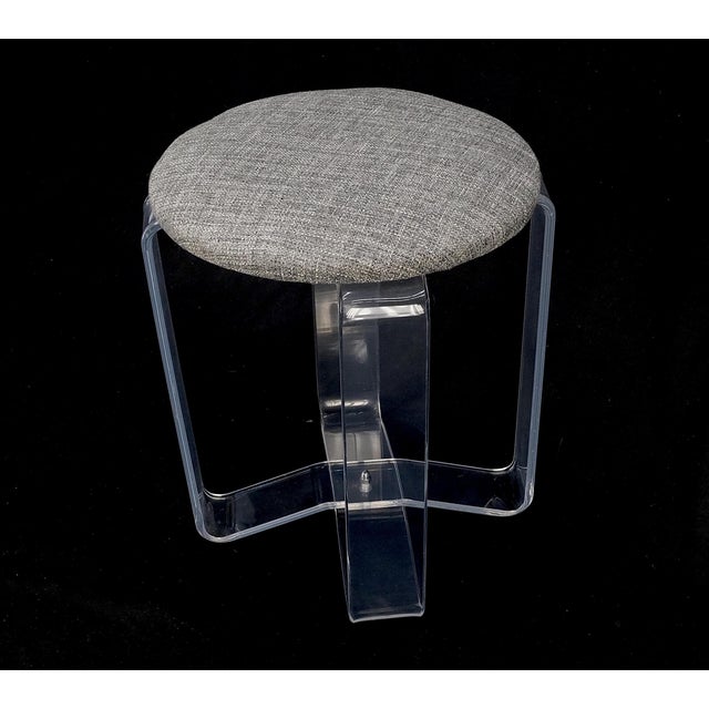 Mid-Century Modern Bent Lucite Basket Weave Upholstery Piano Stool Bench Mid Century Modern MINT! For Sale - Image 3 of 8