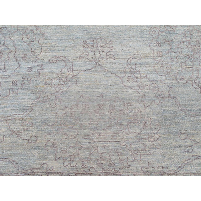 Early 21st Century Fine Transitional Rug With Stylized Geometric Motifs in Lavender and Light Blue by Keivan Woven Arts For Sale - Image 5 of 11