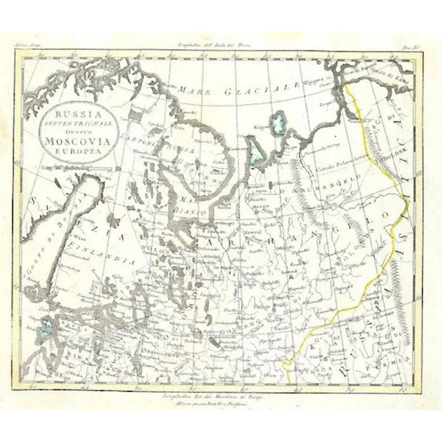 This Map of Russia is an etching realized by an anonymous artist. The state of preservation of the artwork is good with...