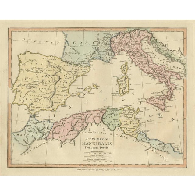 Hannibal's Campaign Map from Wilkinson, London, 1817 For Sale - Image 10 of 10