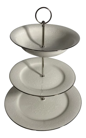 1990s Carico China Chantilly 3-Tiered Cake Stand