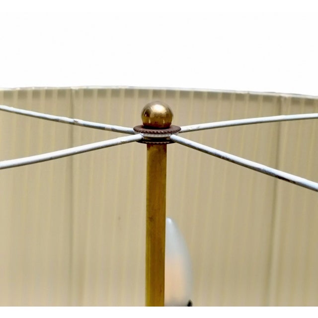 Brass Floor Lamp with Pleated Fabric Shade and Marble Base, Italy, 1950s For Sale - Image 6 of 8