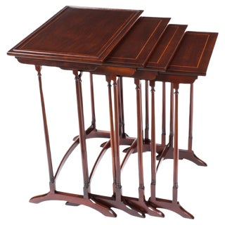 Antique Edwardian Mahogany Nesting Tables, Early 1900s, Set of 4 For Sale