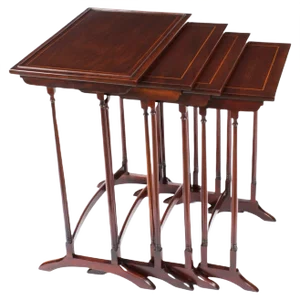Antique Edwardian Mahogany Nesting Tables, Early 1900s, Set of 4