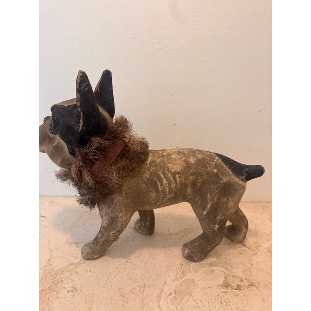 Wonderful early 20th century French paper mâché dog figure with loads of character. Styled as a French Bulldog with...