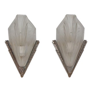 French Art Deco Wall Sconces by Jean Gauthier & A. Bloch 1920s France - A Pair For Sale
