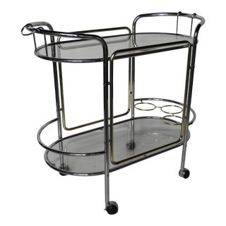 Chrome & Brass Bar Cart For Sale