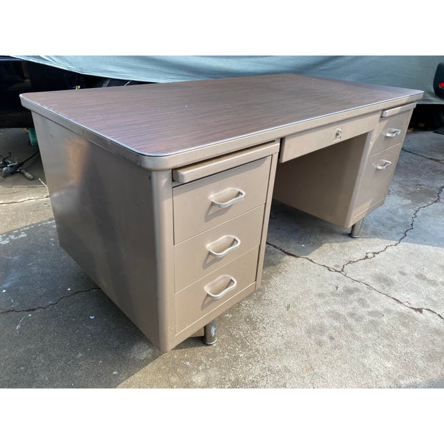 Vintage Steelcase Metal Tanker Desk Chairish