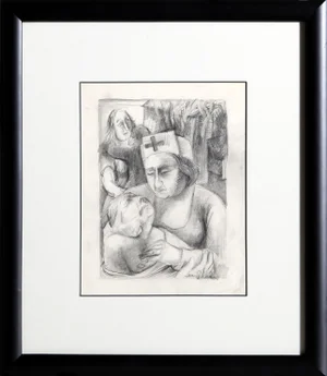 Ben Shahn Nurse and Patient, Original Drawing by Ben Shahn