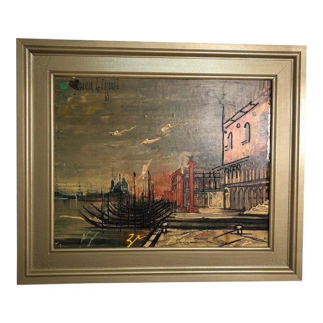 Original Multimedia Painting 1965 Signed on the Top, Framed For Sale