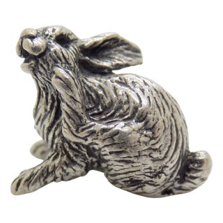 Vintage Italian Handmade Genuine Silver Rabbit Figurine, 1980s For Sale