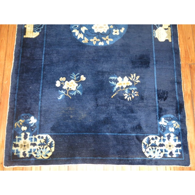 Blue Vintage Midnight Blue Chinese Rug - 4' x 6'9" For Sale - Image 8 of 9