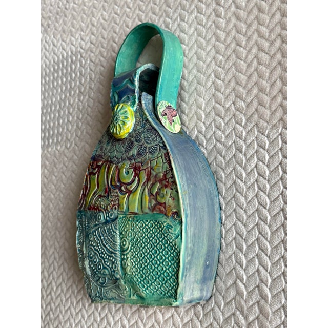 2010s Hand Built Sculptural Ceramic Vessel Signed/Dated For Sale - Image 5 of 18