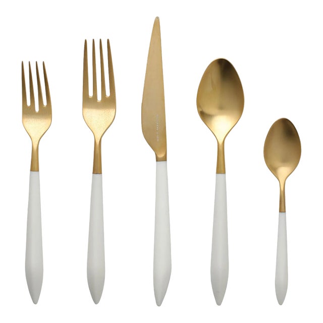 VIETRI Ares Oro & White Twenty-Piece Flatware Set, Service for Four For Sale