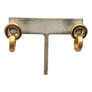 Vintage 1980s Signed Givenchy Goldtone Loop Drop Pierced Earrings-2 Pieces For Sale