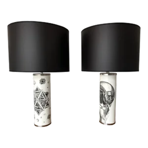 Pair of Lamps Black and White MC Maurits Cornelis Escher. Italy, 1980s
