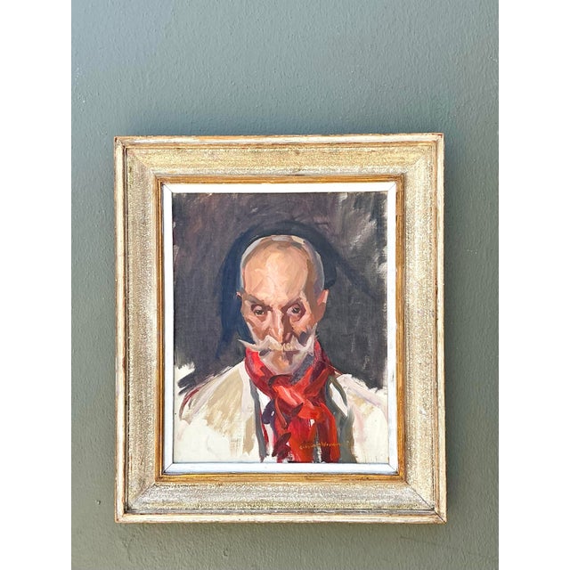 Wood Vintage Framed Oil Portrait of Gentleman For Sale - Image 7 of 12