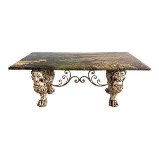 1930s Ornate Italian Griffin Coffee Table For Sale