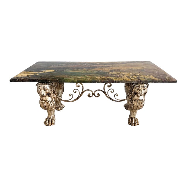 1930s Ornate Italian Griffin Coffee Table For Sale