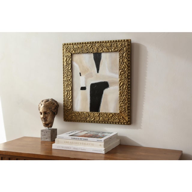 Original Framed Abstract Painting in Antique Gold Frame For Sale - Image 4 of 15
