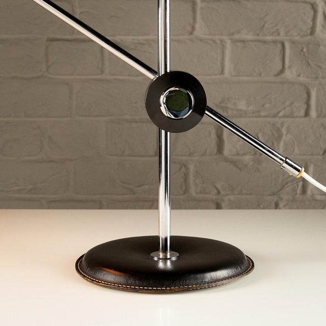 Simris Desk Lamp in Black Leather and Chrome by Anders Pehrson for Ateljé Lyktan, Sweden, 1970s For Sale - Image 13 of 16