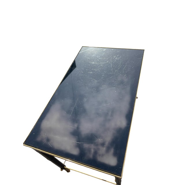 Stitched Leather and Brass Nesting Tables by Jacques Adnet, 1950s, Set of 3 For Sale - Image 9 of 11