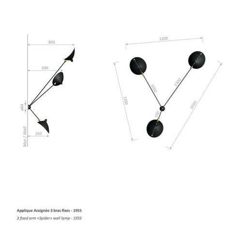 White Three Fixed Arms Spider Ceiling Lamp by Serge Mouille For Sale - Image 4 of 6