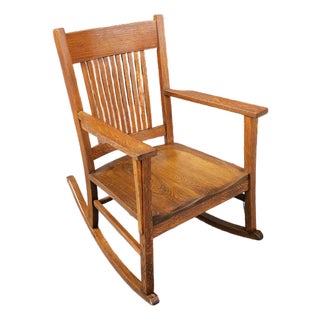 1920s Oak Rocking Chair For Sale