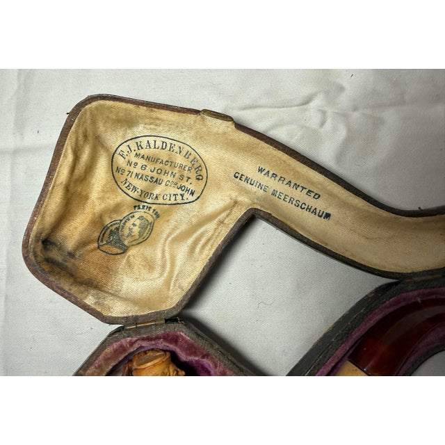 Ceramic Antique 19th Century Carved Meerschaum Victorian Lady Figural Nyc Smoking Pipe For Sale - Image 7 of 17