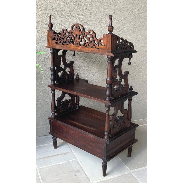 Early 20th-Century Victorian Gothic Revival-Style Fretwork Étagère With Drawer For Sale - Image 11 of 18