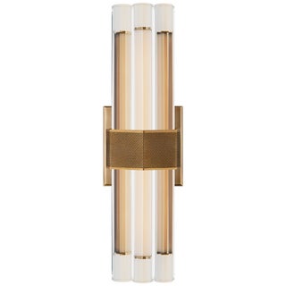 Lauren Rottet for Visual Comfort Signature Fascio 14" Sconce in Hand-Rubbed Antique Brass with Crystal For Sale