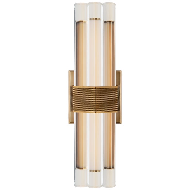 Lauren Rottet for Visual Comfort Signature Fascio 14" Sconce in Hand-Rubbed Antique Brass with Crystal For Sale