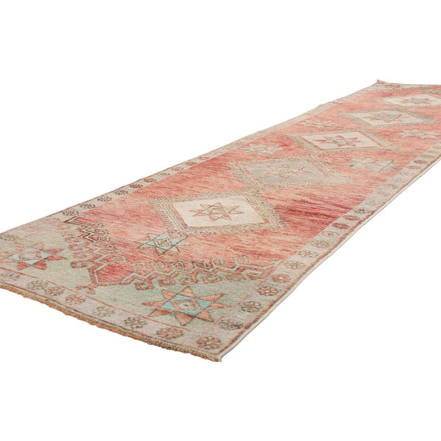 54141 Vintage Turkish Oushak Rug, 02'08 x 10'07. The Celestial Covenant: A Vintage Turkish Oushak Masterpiece of Noble...